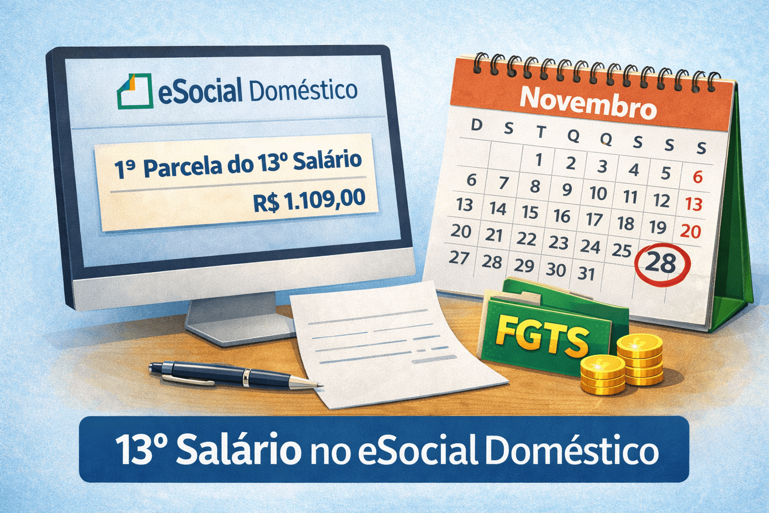 1ª parcela do 13º salário doméstico: lançamento manual na folha de novembro