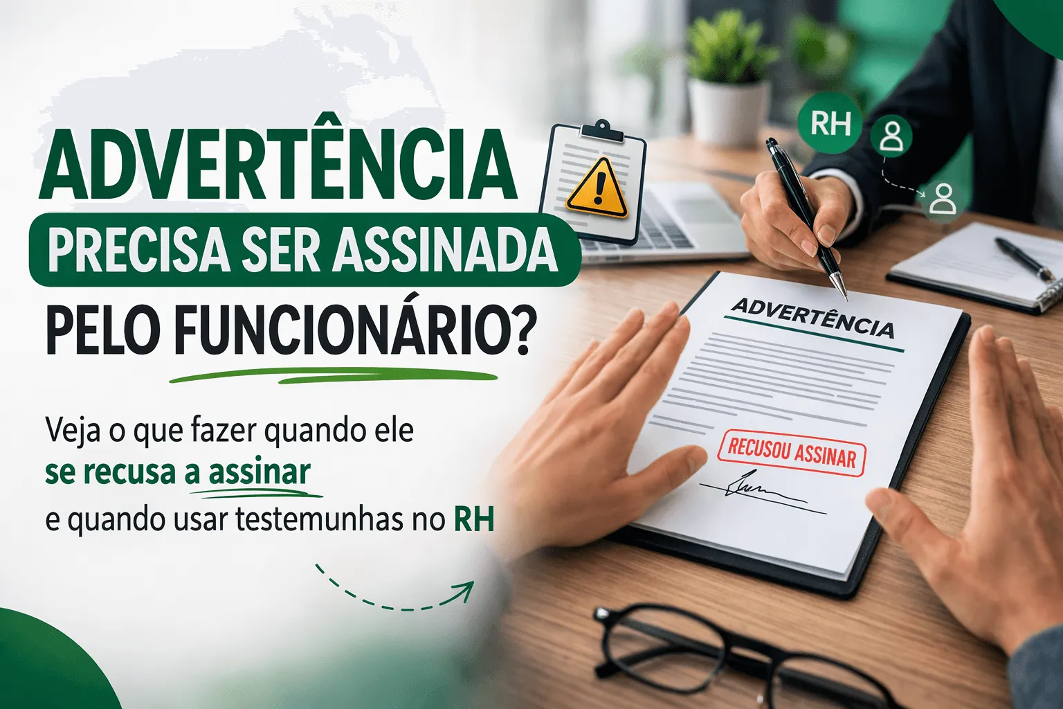 Advertência disciplinar sem assinatura: como o RH preserva a prova e a validade