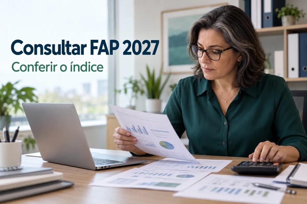 Profissional de RH conferindo dados para consultar FAP 2027 e verificar o índice da empresa